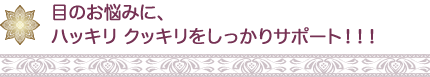 目のお悩みに、 ハッキリ クッキリをしっかりサポート!!!