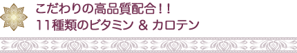 こだわりの高品質配合!! 11種類のビタミン & カロテン